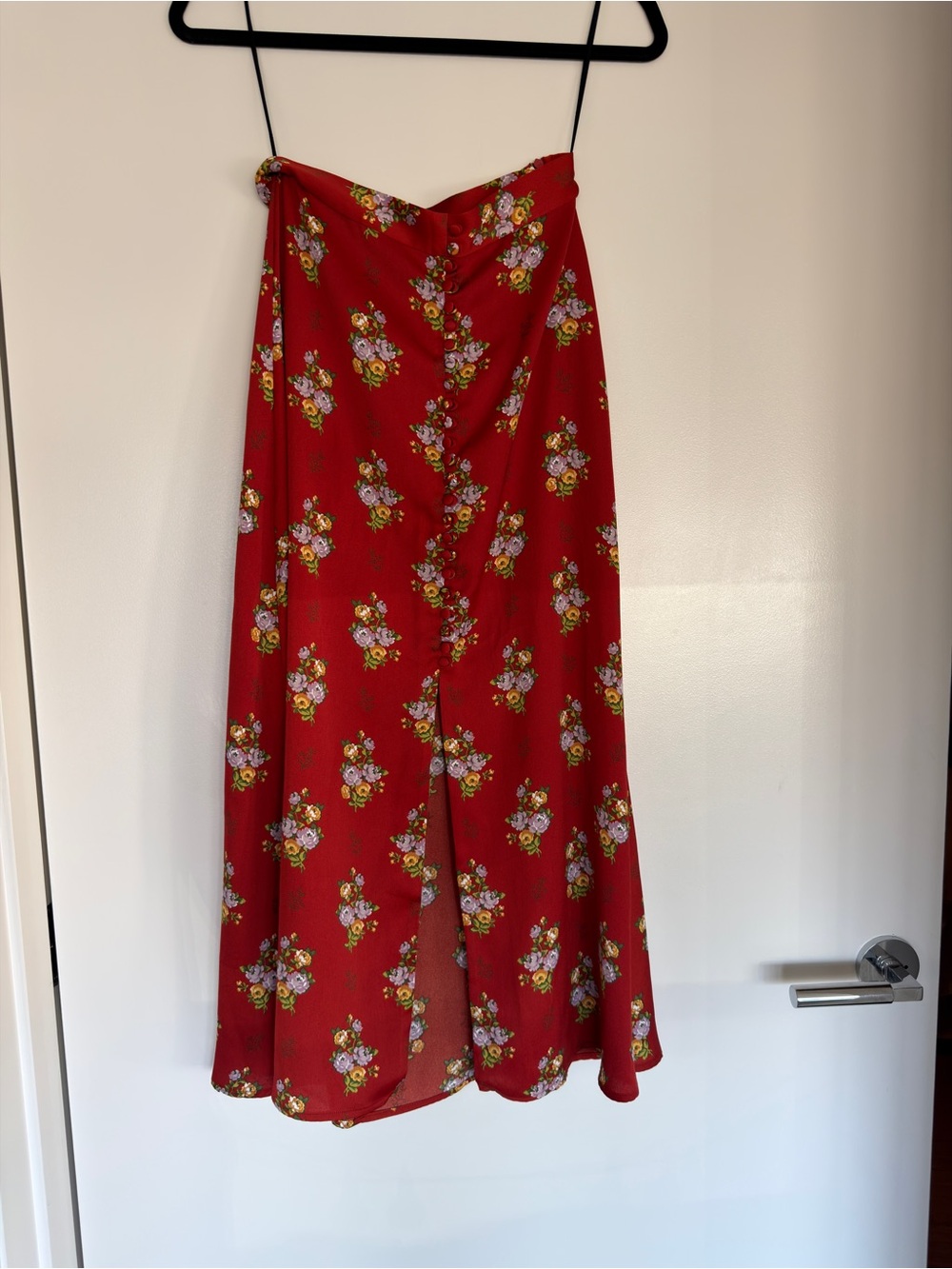 Zara Red Floral Maxi Skirt satin